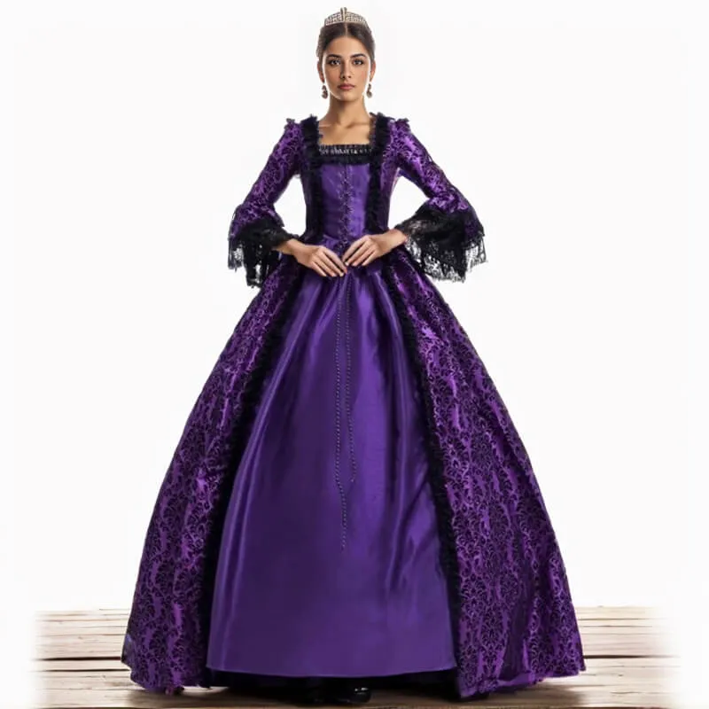 Vintage Jacquard Court Costume Gowns Dress