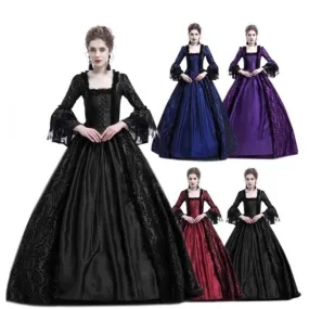 Vintage Jacquard Court Costume Gowns Dress