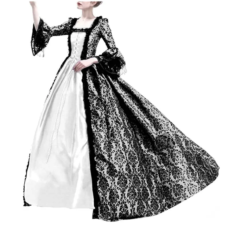 Vintage Jacquard Court Costume Gowns Dress
