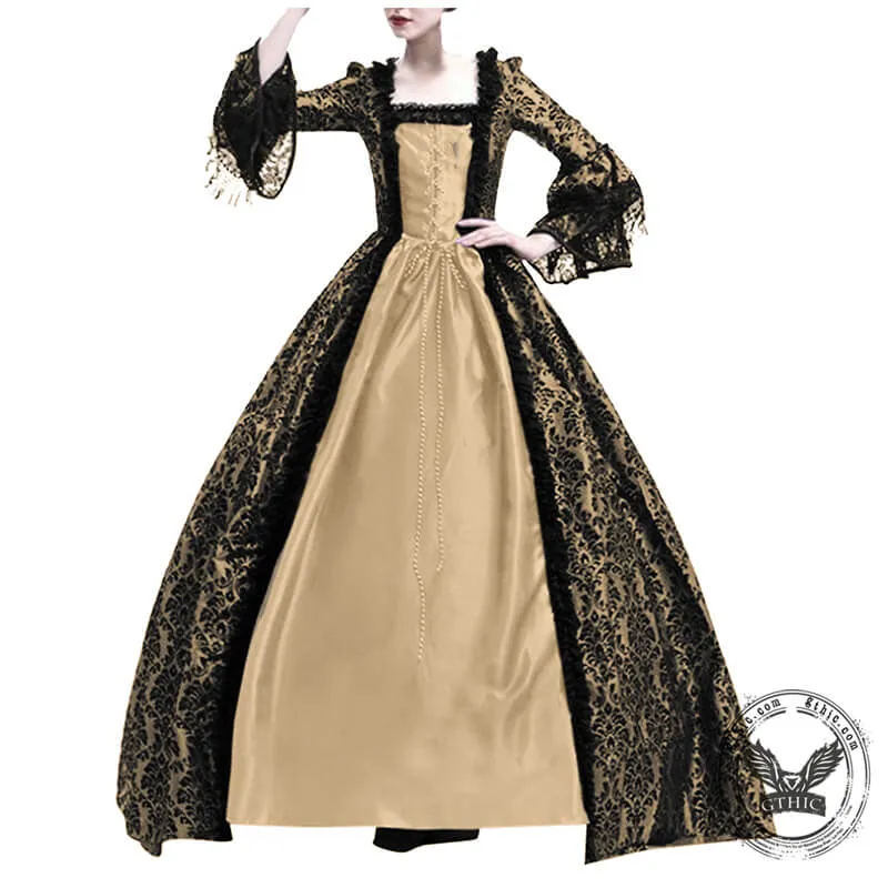 Vintage Jacquard Court Costume Gowns Dress