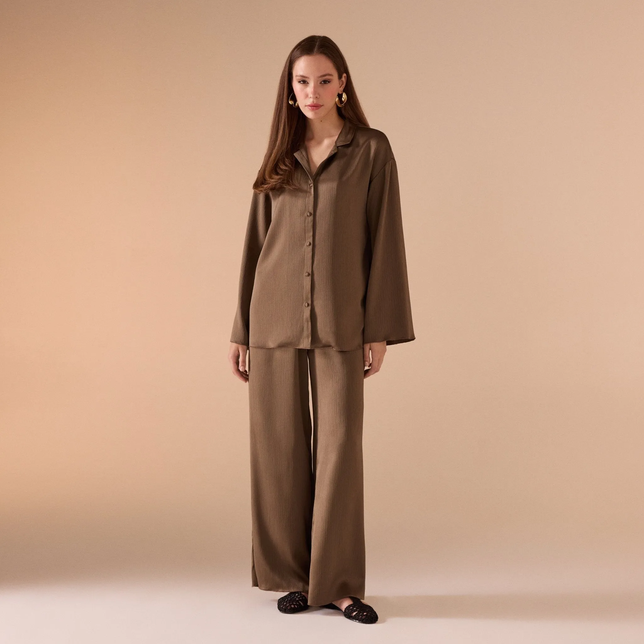 Wide Leg Brown Trouser