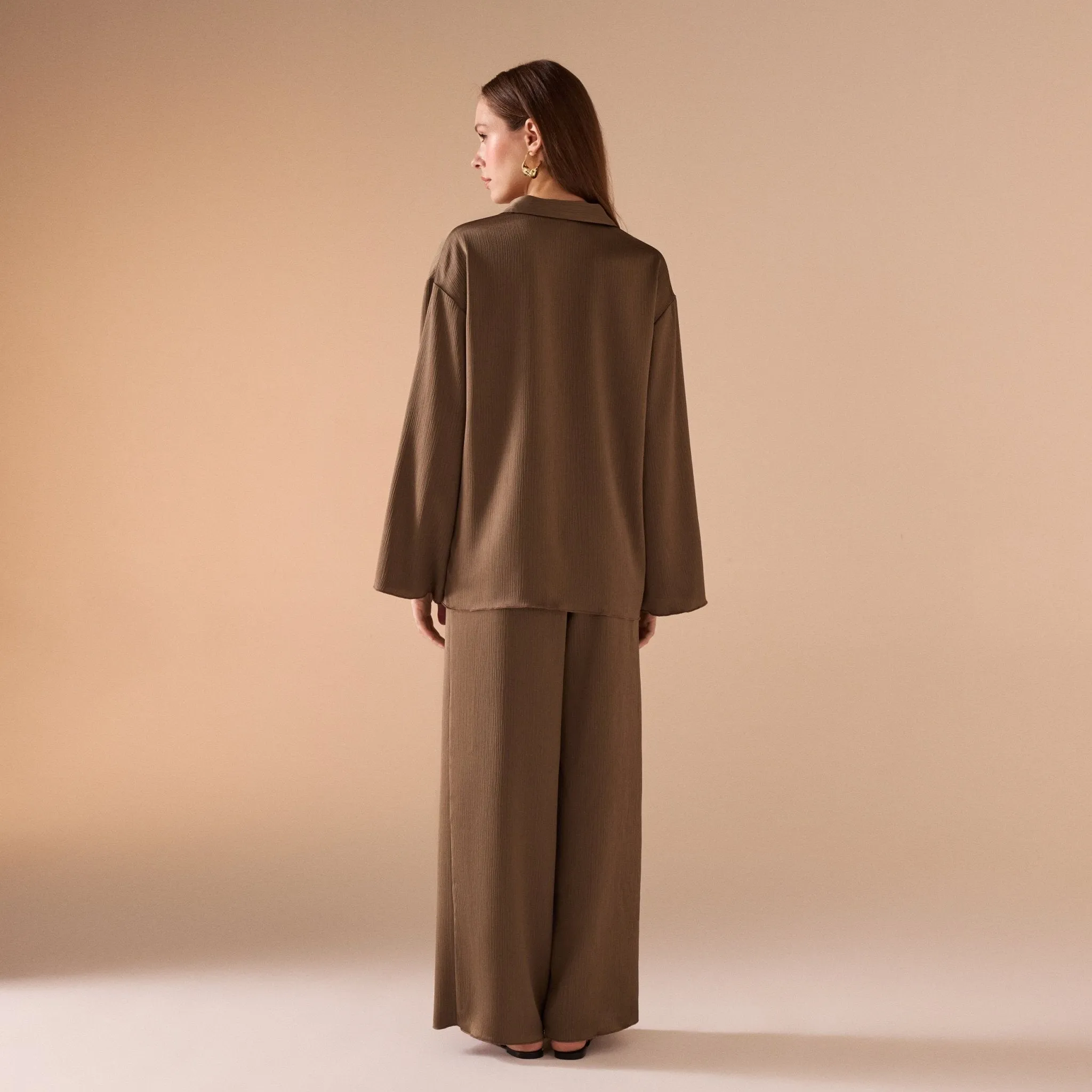 Wide Leg Brown Trouser