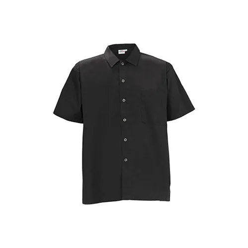 Winco UNF-1KL Black Poly-Cotton Blend Short Sleeved Chef Shirt – Large