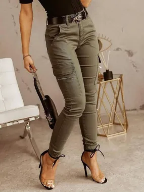 Women's Chic Ankle Cargo Trousers With Pockets