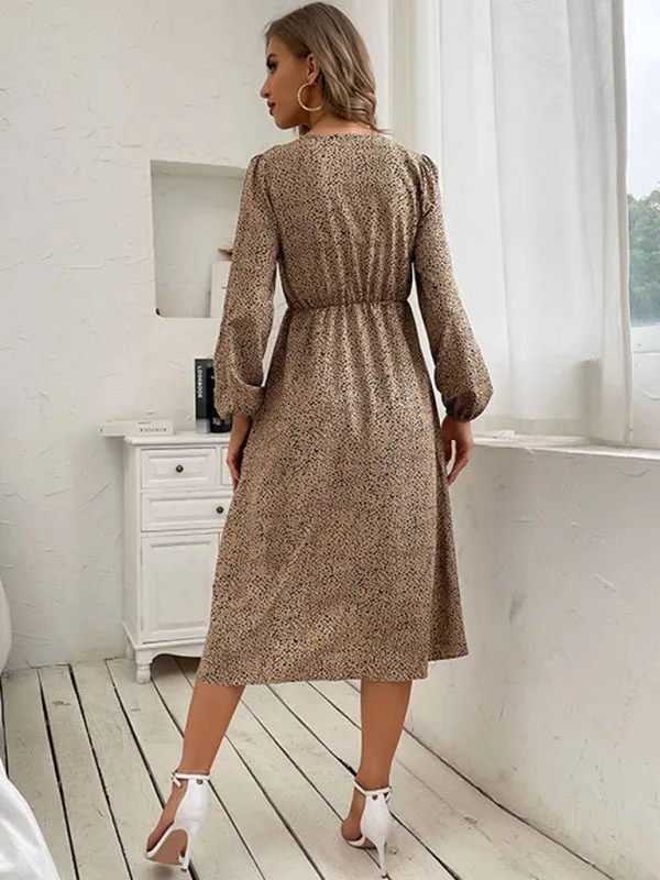 Women's long -sleeved casual fashion versatile dress