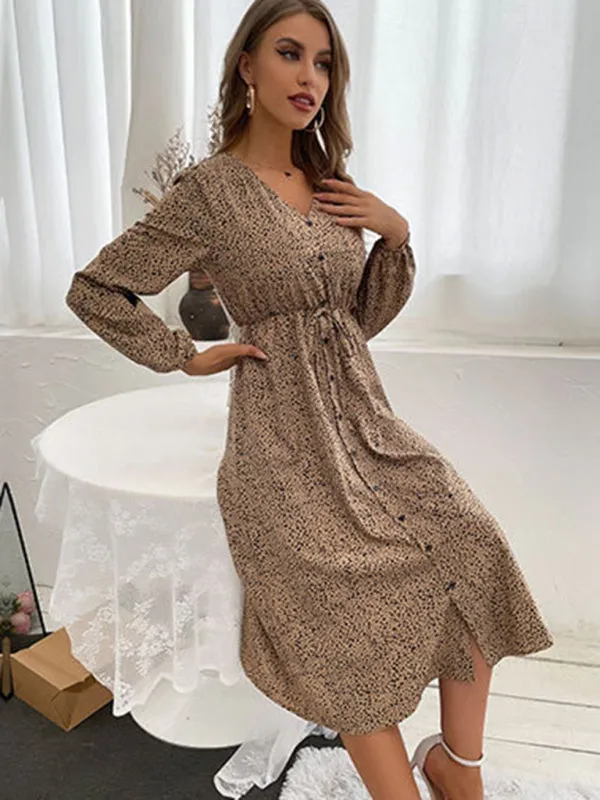 Women's long -sleeved casual fashion versatile dress