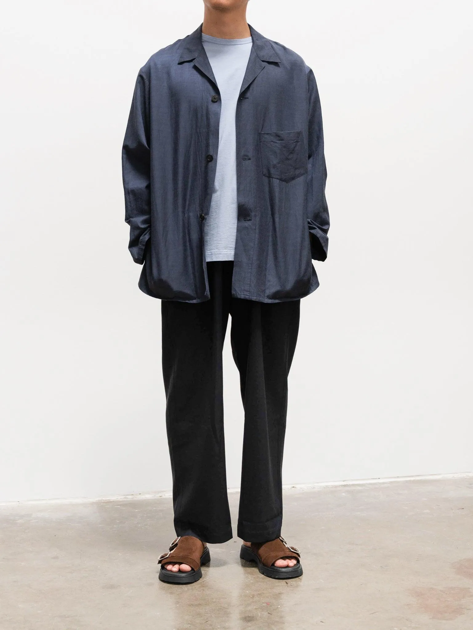 Wool Tropical Easy Trousers - Navy