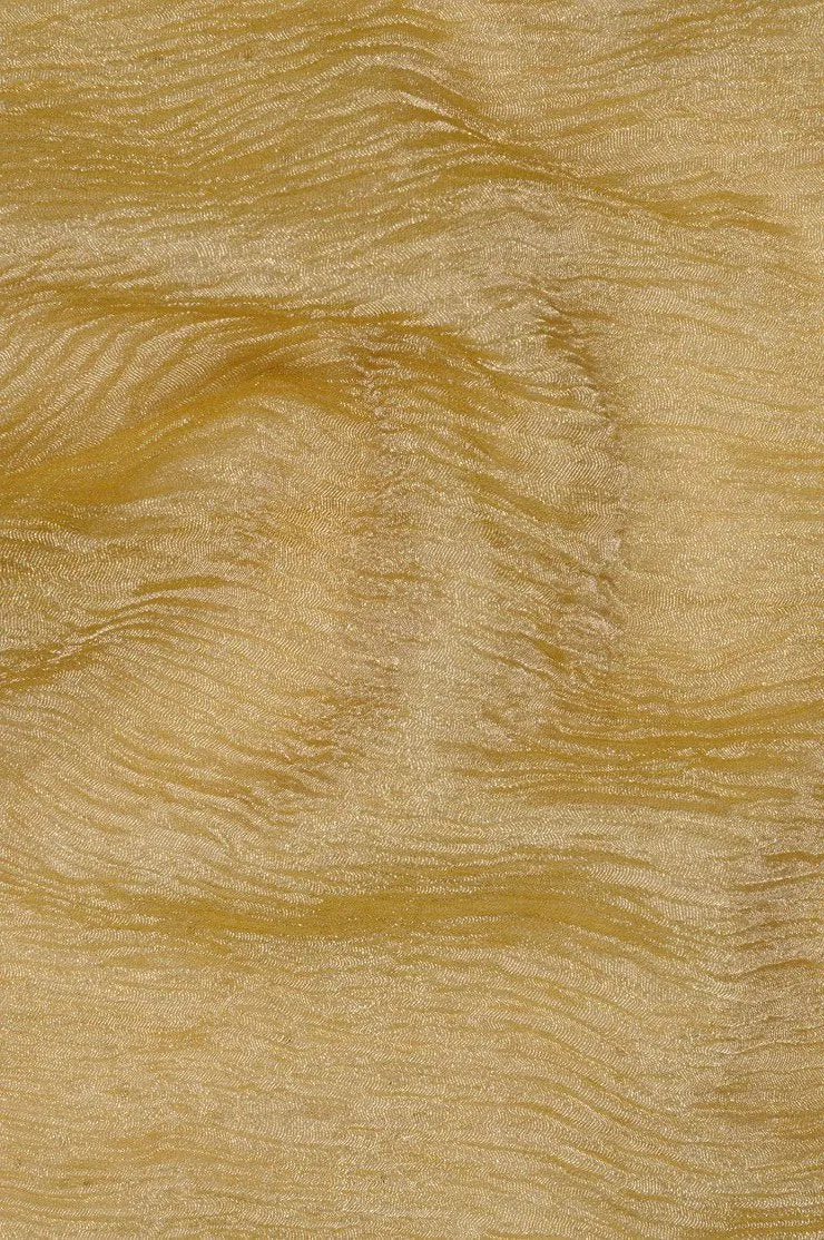 Yellow Gold Metallic Crushed Organza Fabric